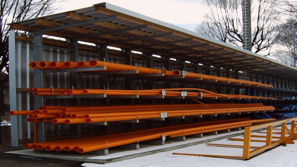 ArmStrong LG cantilever racking for pipes, long goods, wood for outdoor use