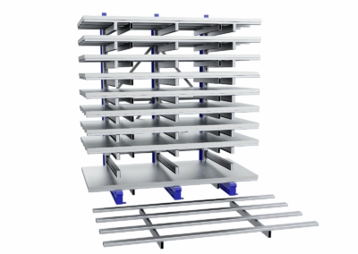 EuroTower®: Sheet metal standard rack for wood-free sheet metal packages